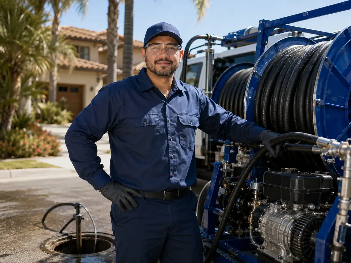 Hydro jet sewer cleaning in Travis Afb
