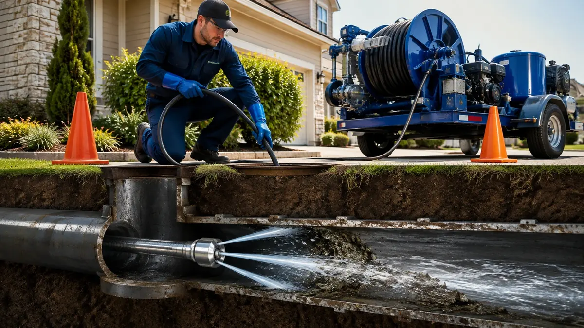 Main Sewer Line Hydro Jet Cleaning in Travis Afb