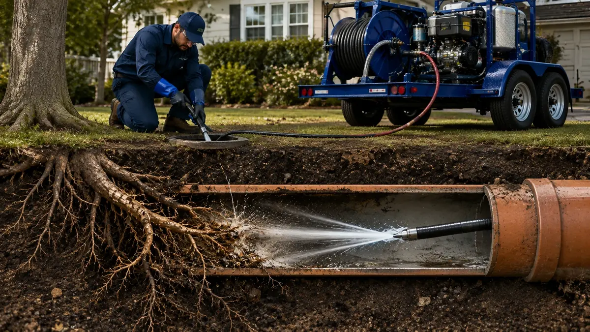 Tree Root Removal with Hydro Jetting in Travis Afb